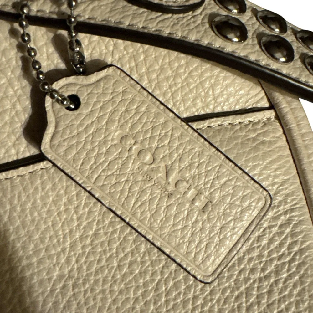 Coach Crossbody White Leather Studded Strap Satchel Purse Bag‎ NWT & Box